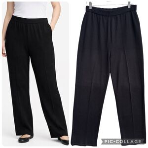 Vtg 80d 90s Black Sweater Knit Pants Pull-On Women Size 14 Made in USA Normcore